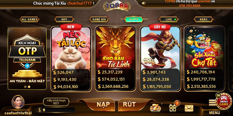 Sự hấp dẫn của sảnh nổ hũ Top88